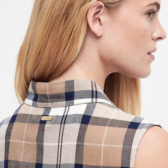 NWT Barbour Plaid Tartan Caroline Check Midi Sleeveless Shirt dress Womens 10 - Picture 8 of 10